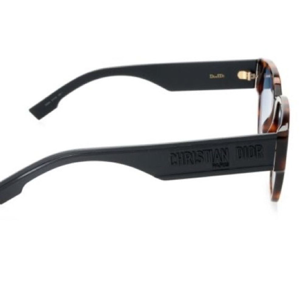 DIOR ID1 57mm Square Sunglasses 0086-84 Dark Havana/Blue Shaded - Picture 8 of 9